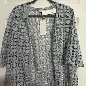 Belie Poque lace shrug grey half sleeve with scalloped trim